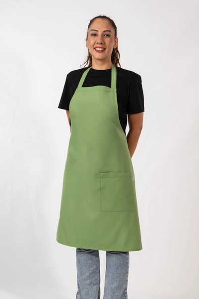 ETİFA Thira Model Kitchen Apron Stain Resistant Professional Cook and Chef Apron Green