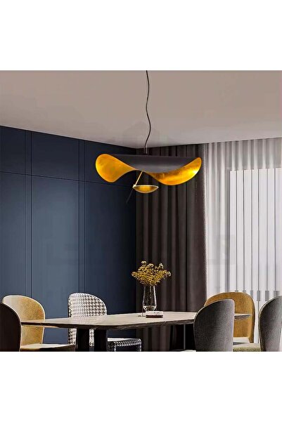 homelight Modern LED pendant light, gold and black, 60 cm