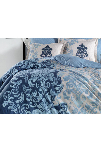 FIONNA.RO 100% Cotton Poplin HOBBY Duvet Cover Set - Royal Blue