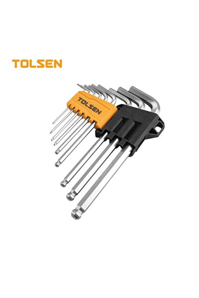 TOLSEN 9 Pcs Ball Point Long Arm Hex Key Set 1.5-10mm Cr-V Metric Allen Keys