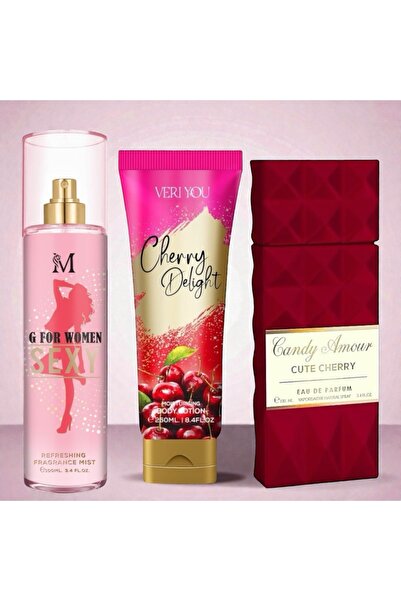 Montage Brands Set Cadou Femei Candy Amour Cute Cherry Parfum + Body Mist + L...