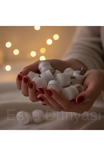 Eşya Dünyası 10'lu Paket Mini USB LED Gece Lambası - Powerbank Uyumlu Portati...