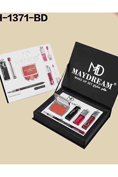 MAYDREAM طقم اسود ارواج+جلوس+محدد شفايف + احمر خدود بودرة PH-1371B