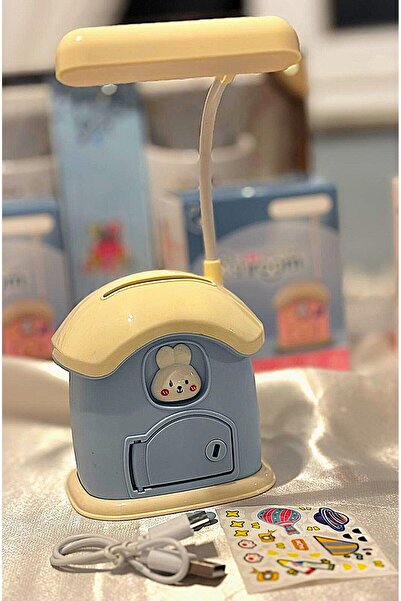 GNR Sevimli Işıklı Ev Temalı Kumbara Gece Lambası Kalemlikli Kalemtraşlı Mini...