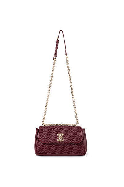 Pierre Cardin Burgundy Quilted Women's Shoulder Bag with Lockable Closure and...