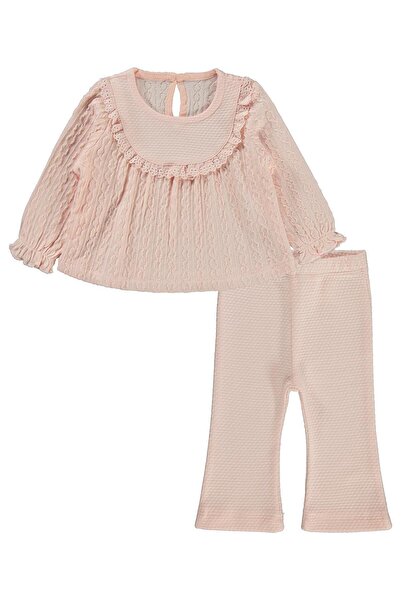 Kumru Chain Patterned Scalloped 2-Piece Set for 6-18 Months - Pink 12-18 Months