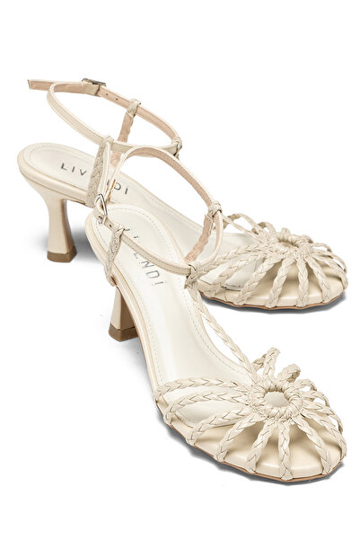 livendi MARISSA Kadın Bej Örgü Detaylı Bilekten Tokalı 7,5 Cm Topuklu Sandale...