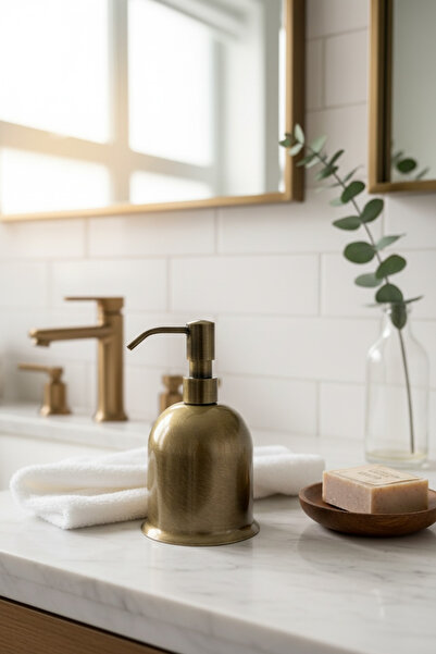 İSAOĞLU YAPI Dozator de săpun lichid antic auriu, material din alamă, reziste...