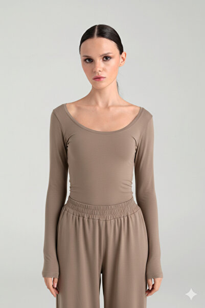 SHEISMONO Bluză ultra moale cu guler oval, din nurcă