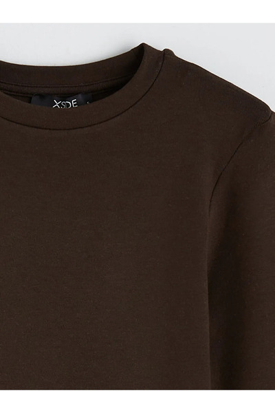 LC Waikiki Brown Crew Neck Corded Fabric Women's Bodysuit