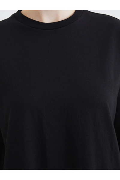 LC Waikiki Μαύρο φόρεμα με λαιμόκοψη ποδηλάτου