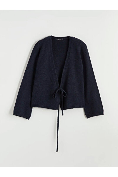 LC Waikiki Navy Blue V-Neck Women's Knitwear Cardigan