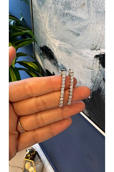 MODA Gümüş Rengi 3,5 CM / 3 MM Sallantılı Döküm Su Yolu Küpe