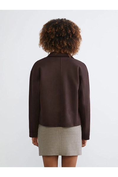 LC Waikiki Brown Shirt Collar Oversize Suede Look Women's Jacket