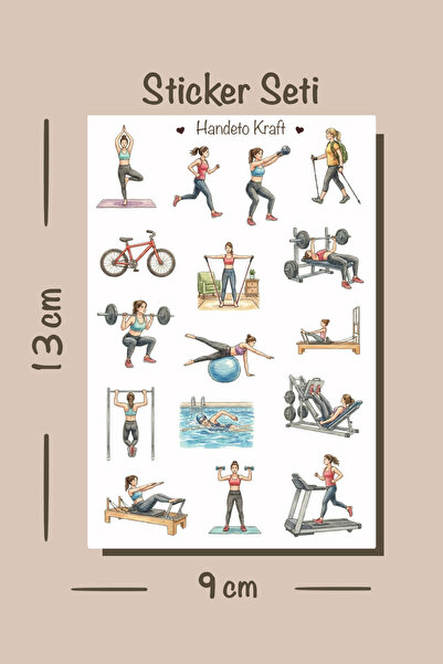 Handeto Kraft Spor Temalı Sticker Seti Çıkartma Scrapbook Bullet Journal Etik...