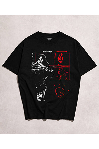 kun inaki Walking Dead Daryl Dixon Baskılı Siyah Unisex Tişört