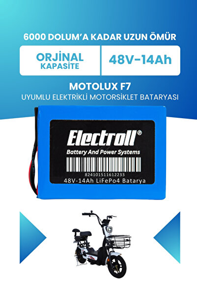 ELECTROLL Motolux F7 Uyumlu Batarya LiFePO4 48V 14Ah Elektrikli Motorsiklet B...