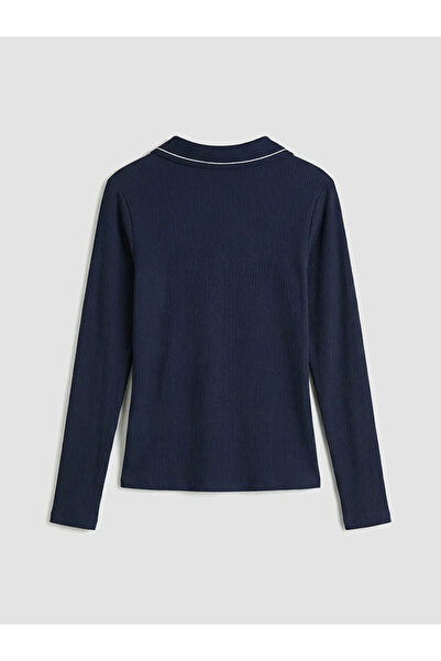 LC Waikiki Γυναικείο μπλουζάκι με γιακά πόλο σε μπλε ναυτικό χρώμα