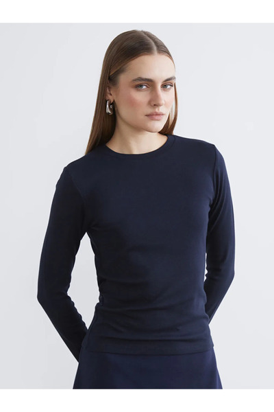 LC Waikiki Navy Blue Crew Neck Modal Blend Women's Bodysuit