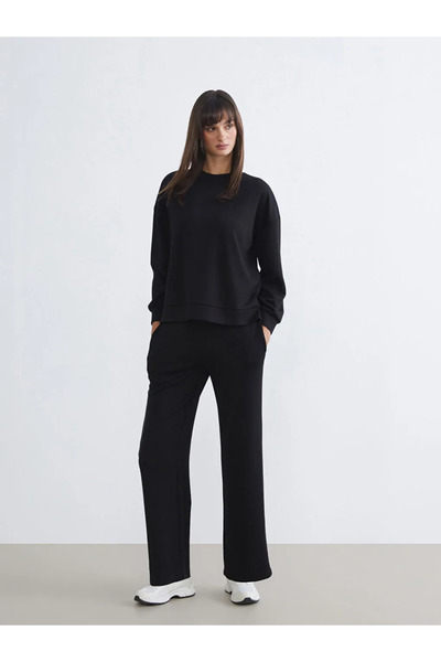 LC Waikiki Black Wide Leg Soft Touch Women's Sweatpants