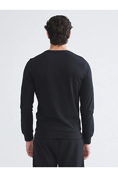 LC Waikiki Top de pijama pentru bărbați, negru, cu imprimeu și guler tip crew...