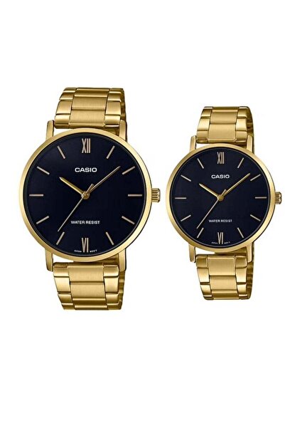 Casio Quartz Black Dial Stainless Steel Couple Watch