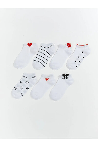 LC Waikiki Ciorapi albi cu model pentru fete, pachet de 7
