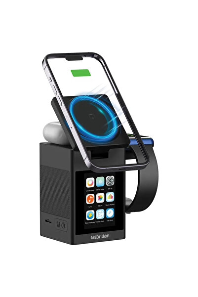 Green Lion شاحن لاسلكي ذكي احترافي بشاشة LCD ومكبر صوت