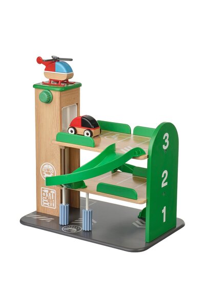 Generic LILLABO Garage with car and helicopter, multicolour