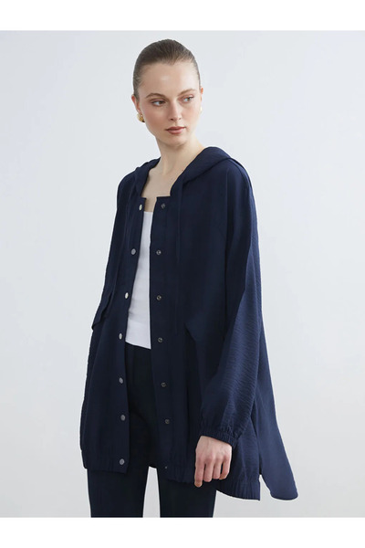 LC Waikiki Navy Blue Hooded Women's Jacket