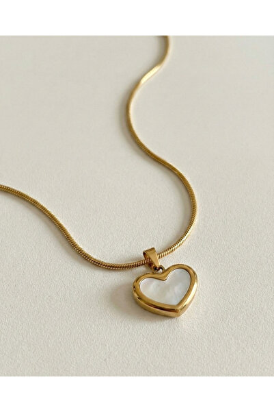 Lunara قلادة على شكل قلب من الفولاذ المقاوم للصدأ 316L باللون الذهبي