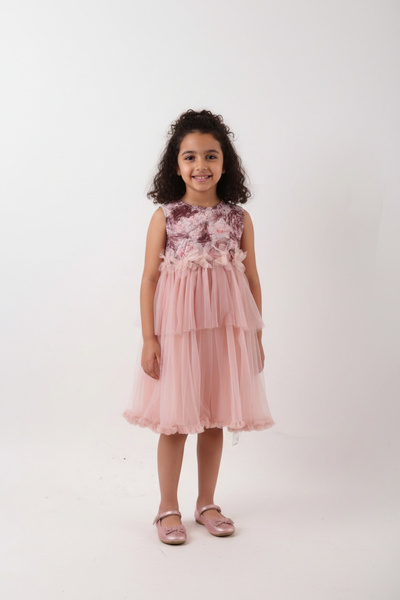SOULTAN Floral Ruffle Dress For Girls