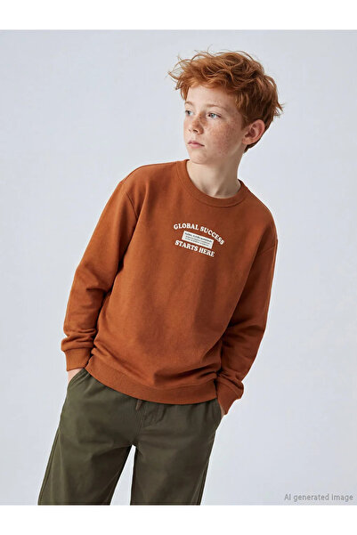 LC Waikiki Orange Printed Boys' Sweatshirt