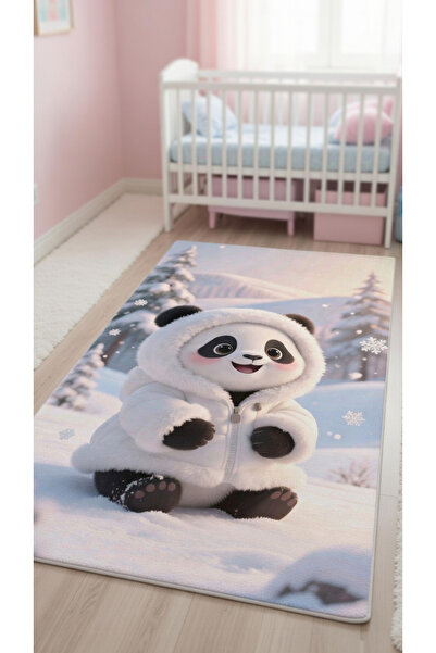 SSC Dekor Panda Desenli Halı - Yıkanabilir Kaymaz Taban Antialerjik Çocuk Oda...