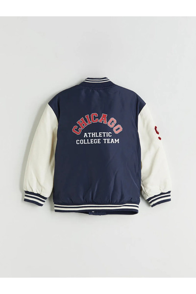 LC Waikiki Palton pentru băieți, brodat, Chicago, albastru marin