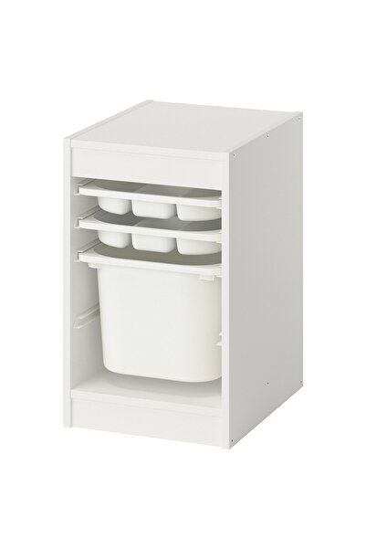 Generic وحدة تخزين تروفاست مع صندوق/صواني، أبيض/أبيض، 34 × 44 × 56 سم