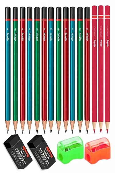 Artlantis Rotring Pencil 12-Pack Red Pencil 3 Pieces Black Eraser 2 Pieces Pe...