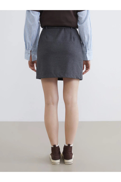 LC Waikiki Anthracite Belted Mini Skirt