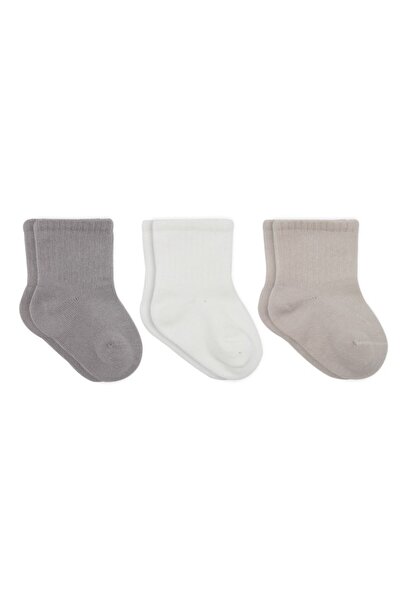 EASERA TİCARET Elephant Boy 3-Piece Combed Cotton Socks 10135 Gray