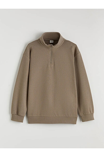 LC Waikiki Brown Mock Neck boy's sweatshirt