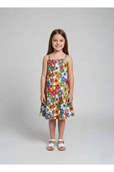 BUUFUU Summer Girls' Flower Printed Rope Strap t Dress