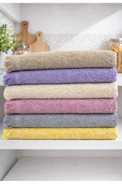 ÖZteks 12 Pieces 30-50 cm Fringed and Cotton Piece Kitchen- Hand-Face Towel /...
