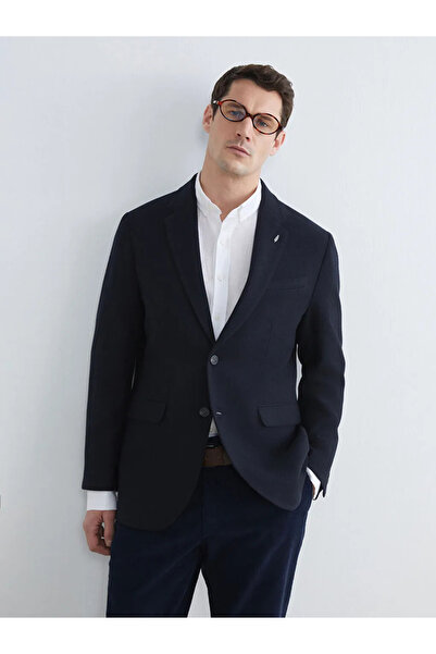 LC Waikiki Navy Blue Standard Fit Wool Blend Men's Blazer Jacket