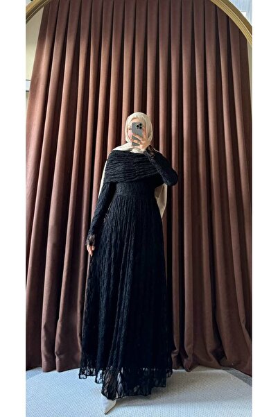 ZARERA Lace Shoulder Dress with Draped Shoulders