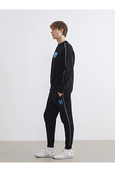 LC Waikiki Hanorac negru pentru bărbați, cu imprimeu Manchester City, cu gule...