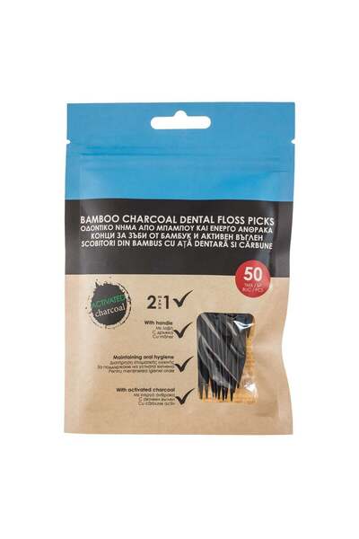 OEM Scobitori 2 in1 cu Ata Dentara din Bambus cu Carbune Activ - 50buc