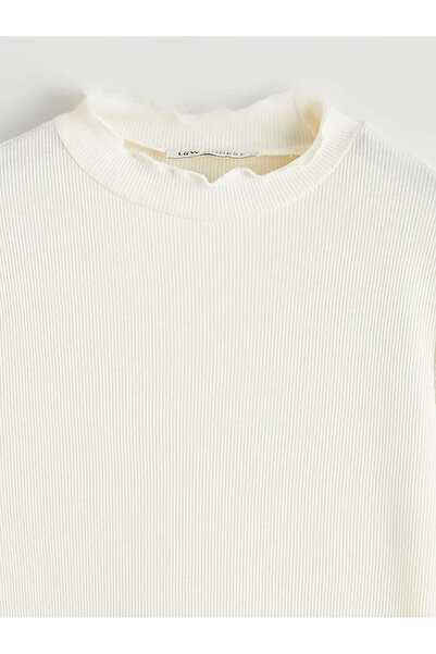 LC Waikiki Γυναικείο κορμάκι με βολάν εκρού ψηλός λαιμός