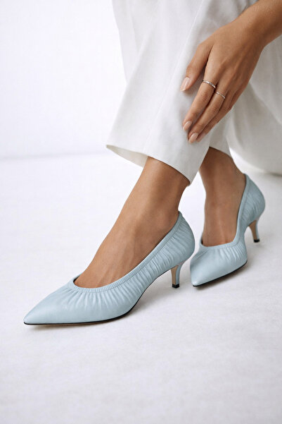 Arzillo Melora Γνήσια γαλάζια Δερμάτινο λεπτομέρεια με σούρες παπούτσια με μυ...