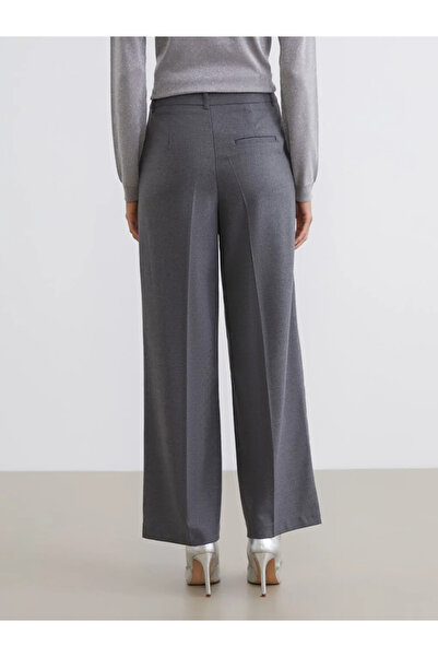LC Waikiki Gray High Waist Wide Leg Women's Trousers