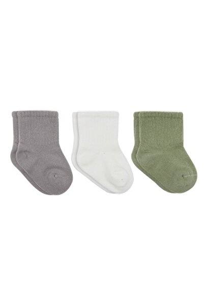 EASERA TİCARET Koala Boy 3-Piece Combed Cotton Socks 10133 Gray
